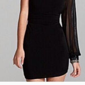 New Elegant Black One-Shoulder Dress